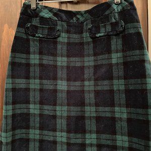 Talbots Black Watch Plaid Velveteen Skirt